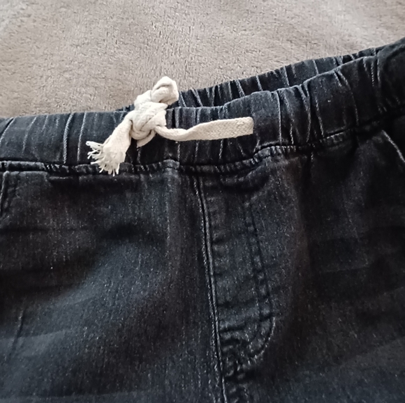 Faded Black Hi-Rise Distressed Destructed Elastic Waist Baggy Frayed Jeans Pants - Picture 4 of 15